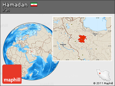 Shaded Relief Location Map of Hamadan