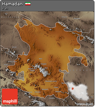 Physical Map of Hamadan, semi-desaturated