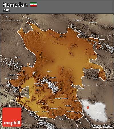 Physical Map of Hamadan, semi-desaturated