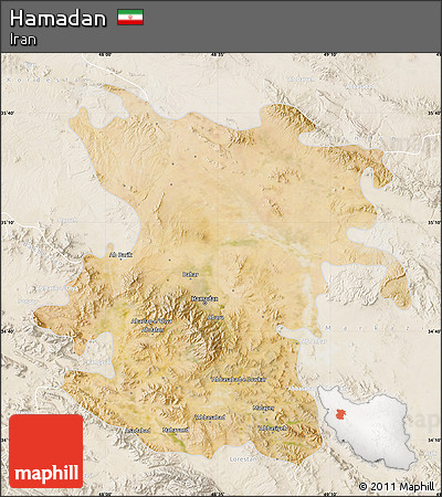 Satellite Map of Hamadan, lighten