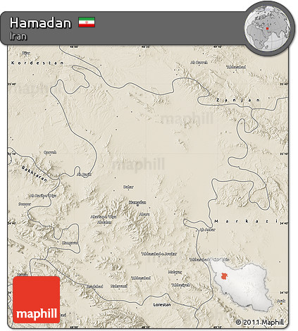 Shaded Relief Map of Hamadan