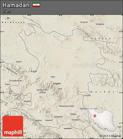 Shaded Relief Map of Hamadan