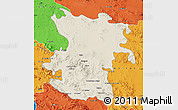 Shaded Relief Map of Hamadan, political outside