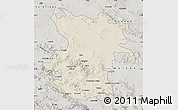 Shaded Relief Map of Hamadan, semi-desaturated