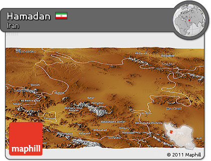 Physical Panoramic Map of Hamadan