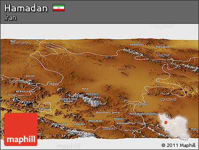 Physical Panoramic Map of Hamadan