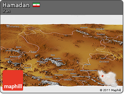 Physical Panoramic Map of Hamadan