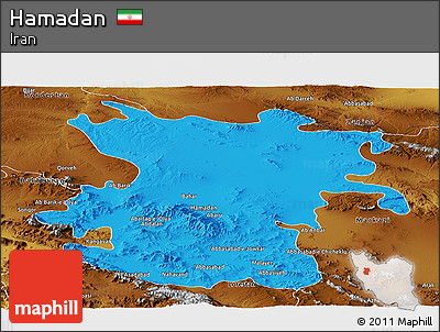 Political Panoramic Map of Hamadan, physical outside