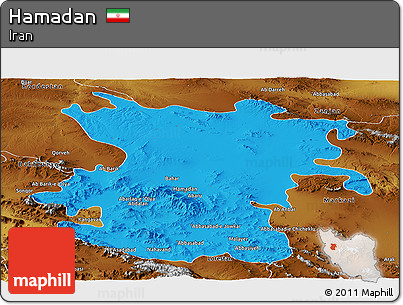 Political Panoramic Map of Hamadan, physical outside
