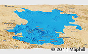 Political Panoramic Map of Hamadan, satellite outside