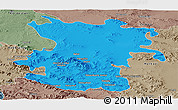 Political Panoramic Map of Hamadan, semi-desaturated