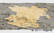 Satellite Panoramic Map of Hamadan, darken, semi-desaturated