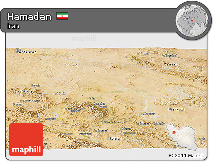 Satellite Panoramic Map of Hamadan