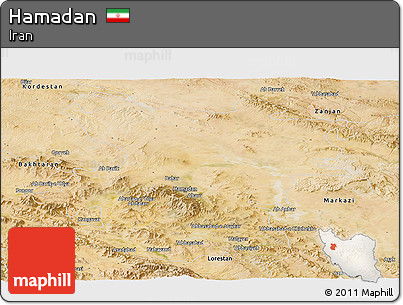 Satellite Panoramic Map of Hamadan