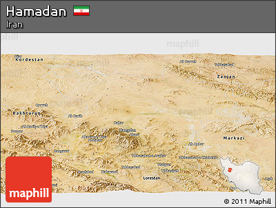 Satellite Panoramic Map of Hamadan