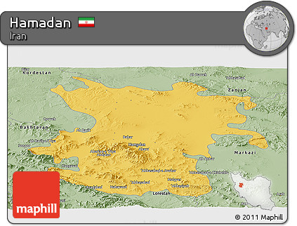 Savanna Style Panoramic Map of Hamadan