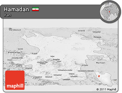 Silver Style Panoramic Map of Hamadan