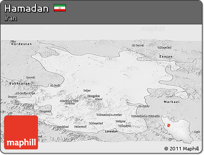 Silver Style Panoramic Map of Hamadan