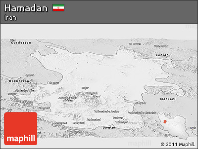 Silver Style Panoramic Map of Hamadan