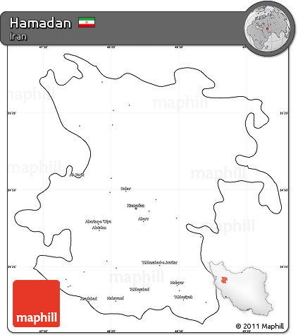 Blank Simple Map of Hamadan, cropped outside