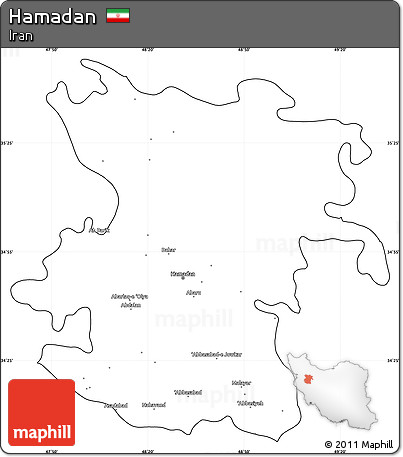 Blank Simple Map of Hamadan, cropped outside
