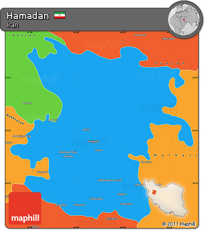 Political Simple Map of Hamadan