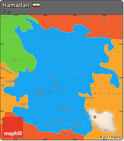 Political Simple Map of Hamadan