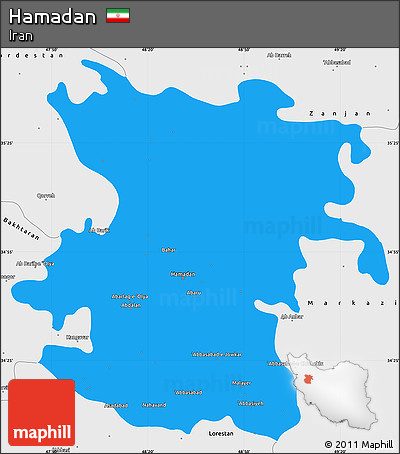 Political Simple Map of Hamadan, single color outside, borders and labels