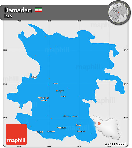 Political Simple Map of Hamadan, single color outside
