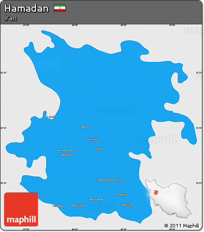 Political Simple Map of Hamadan, single color outside