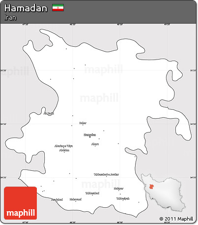 Silver Style Simple Map of Hamadan, cropped outside