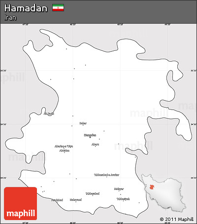 Silver Style Simple Map of Hamadan, cropped outside
