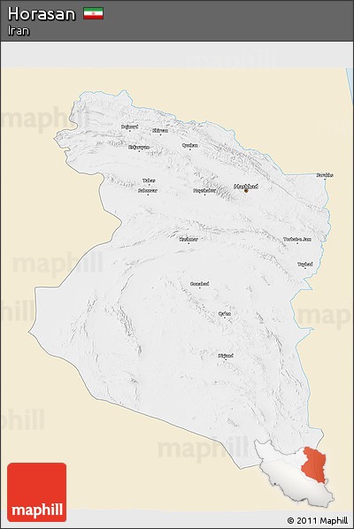 Classic Style 3D Map of Horasan, single color outside