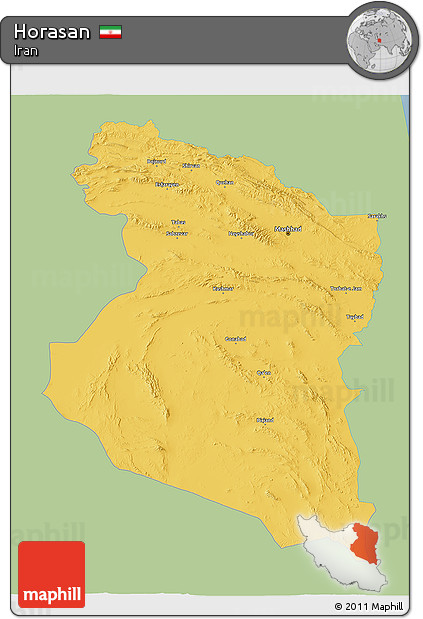 Savanna Style 3D Map of Horasan, single color outside