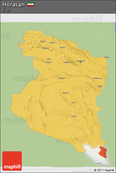 Savanna Style 3D Map of Horasan, single color outside