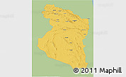 Savanna Style 3D Map of Horasan, single color outside