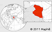 Blank Location Map of Horasan, highlighted country