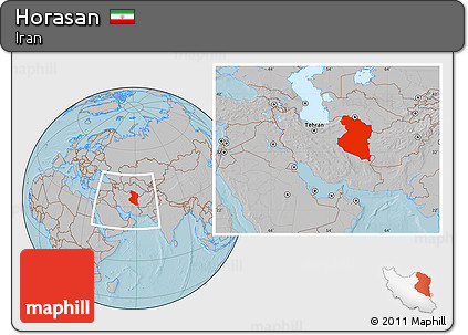 Gray Location Map of Horasan, within the entire country, hill shading