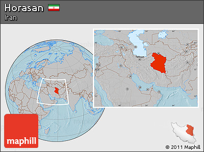 Gray Location Map of Horasan, within the entire country, hill shading