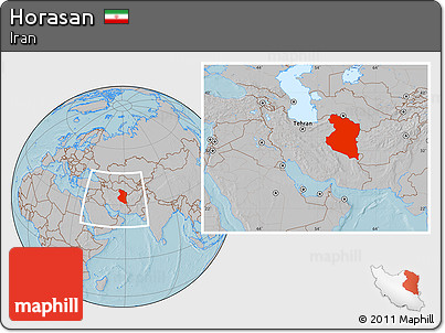 Gray Location Map of Horasan, within the entire country, hill shading