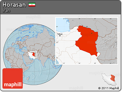 Gray Location Map of Horasan, highlighted country, hill shading