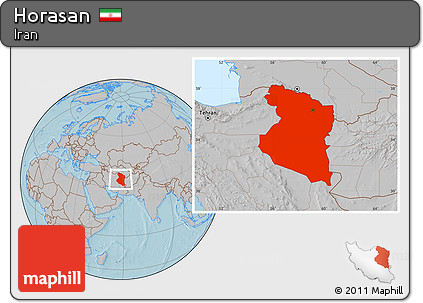 Gray Location Map of Horasan, hill shading