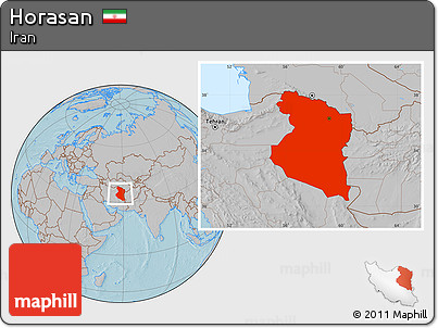 Gray Location Map of Horasan, hill shading