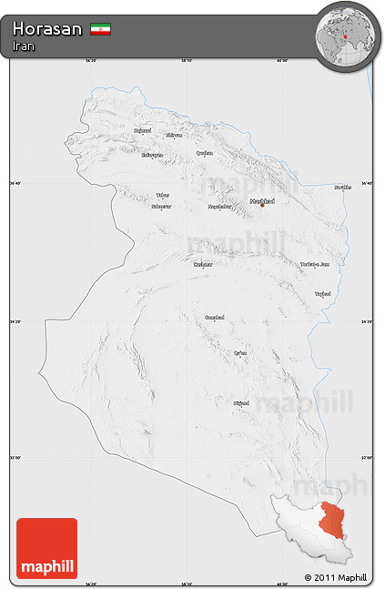Silver Style Map of Horasan, single color outside
