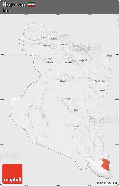 Silver Style Map of Horasan, single color outside