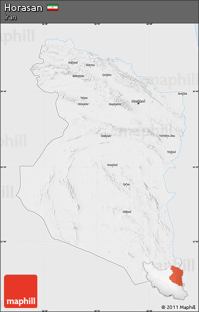 Silver Style Map of Horasan, single color outside