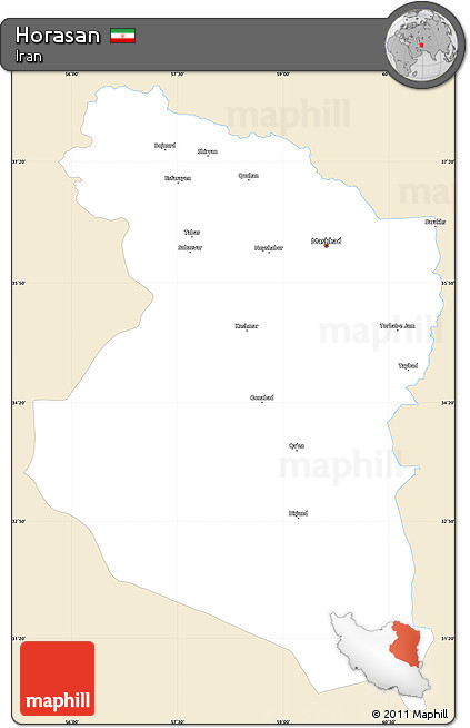 Classic Style Simple Map of Horasan, single color outside