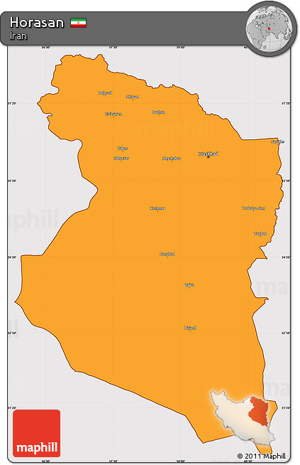 Political Simple Map of Horasan, cropped outside