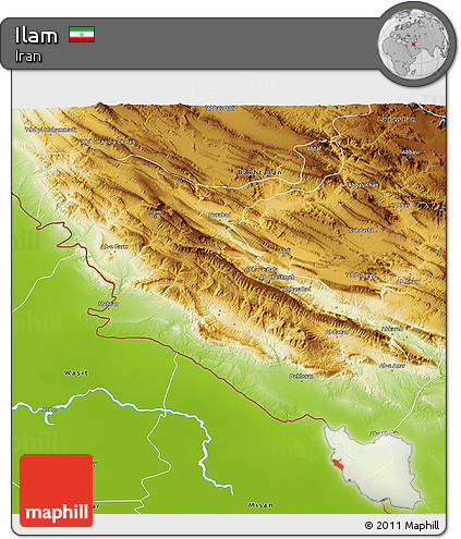 Physical 3D Map of Ilam