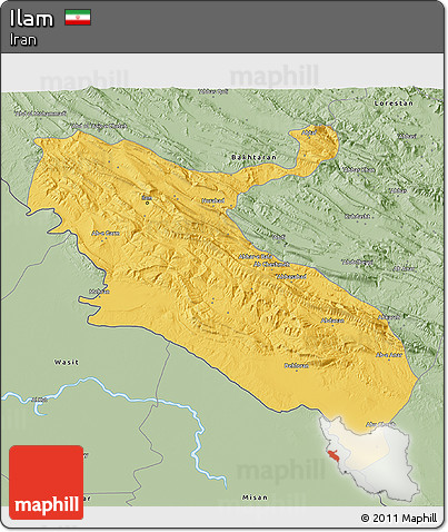 Savanna Style 3D Map of Ilam